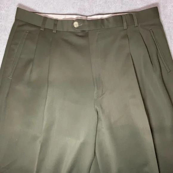 Italian Wool Pleated Trousers 38 Classic Tailored 28.5 Inseam - Picture 2 of 12